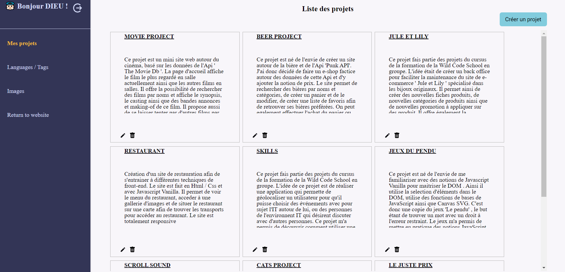 Apercu du projet Portfolio Dashboard